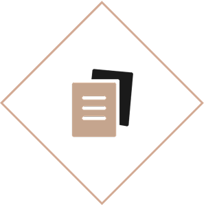 Documents icon inside a diamond shape.