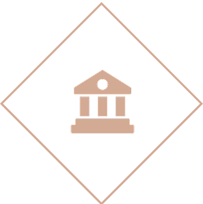 Icon of a classical building in diamond.